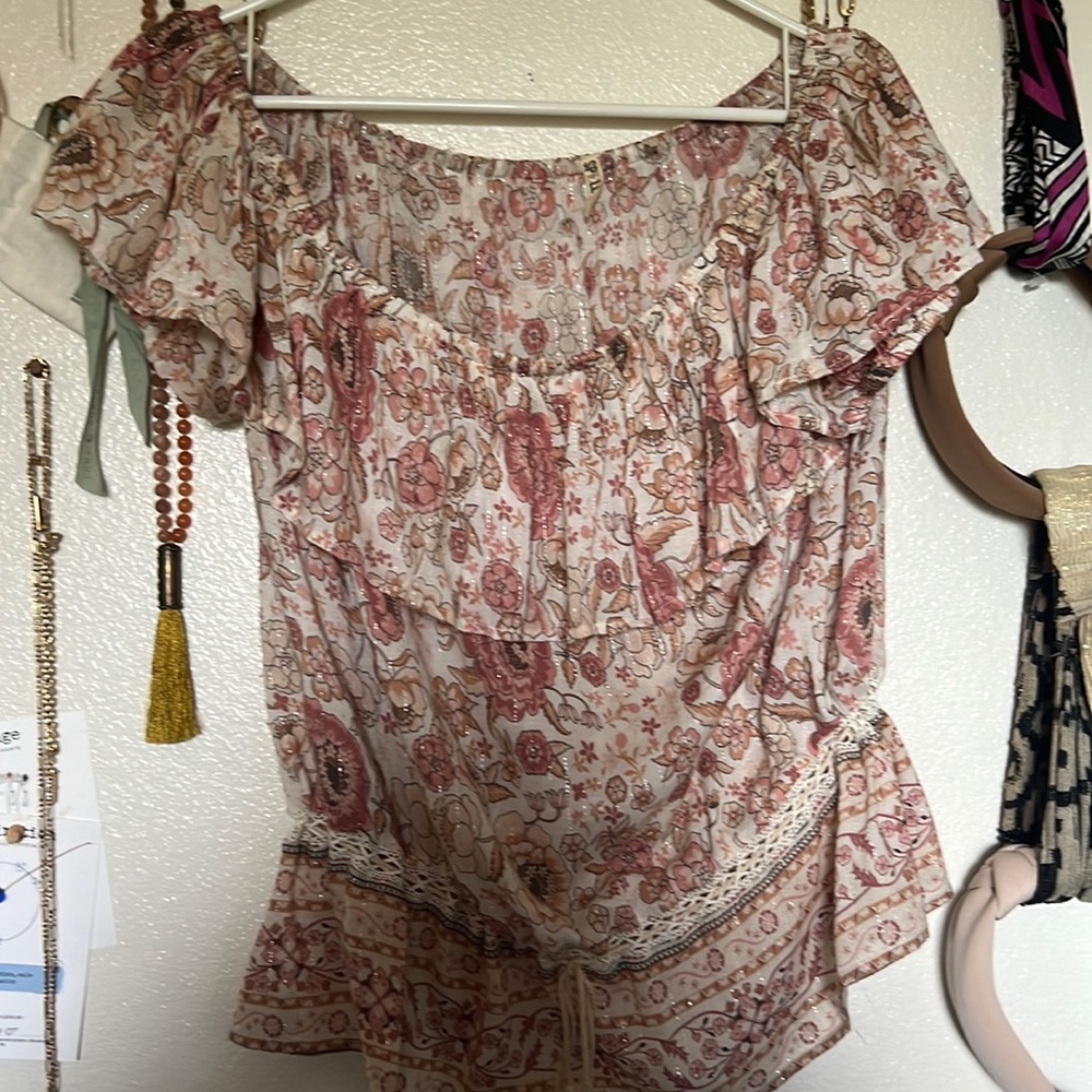 SPELL & THE GYPSY *Rare* Off shoulder, waist tie top Large